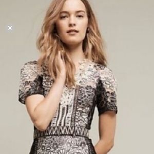 NWT - Beguile by Byron Lars 4 Melange Chain Lace Sequin Belted Dress